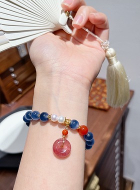 XKDDCT新款天然8MM蓝溏心玛瑙手