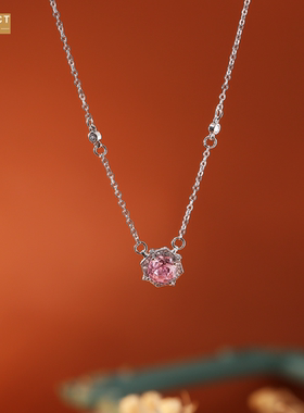 XKDDCT浪漫玫瑰切锆石项链甜美高