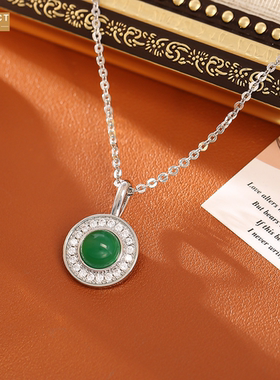 XKDDCT新款中国风绿色玉吊坠项链