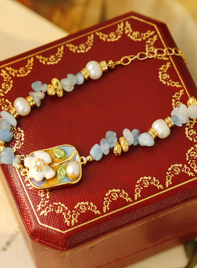 XKDDCT油画系列浅蓝天然石吊坠手