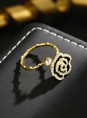 XKDDCT2025黑玫瑰花满镶复古小众