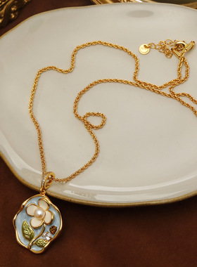 XKDDCT油画项链女法式天然淡水珍