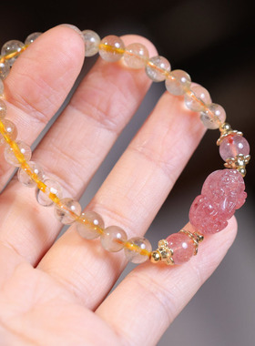 XKDDCT天然6MM金发晶手链女貔貅