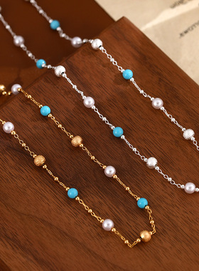 XKDDCT新款真金电镀珍珠项链女轻