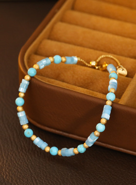 XKDDCT时来运转绿松石碎金手链浅