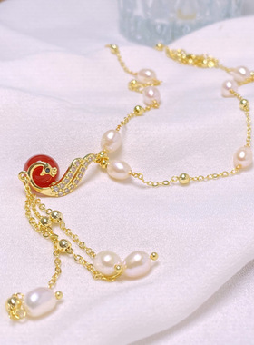 XKDDCT新款天然淡水珍珠项链玛瑙