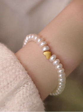 XKDDCT铜合金5mm天然珠珠桃心爱