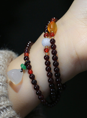 XKDDCT新款天然三圈石榴石手链