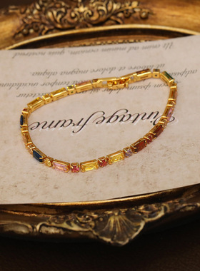 XKDDCT放糖彩色锆石手链复古新潮