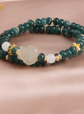 XKDDCT蓝水算盘珠双圈水晶手链女