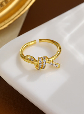 XKDDCT新款韩系简约绳结锆石戒指
