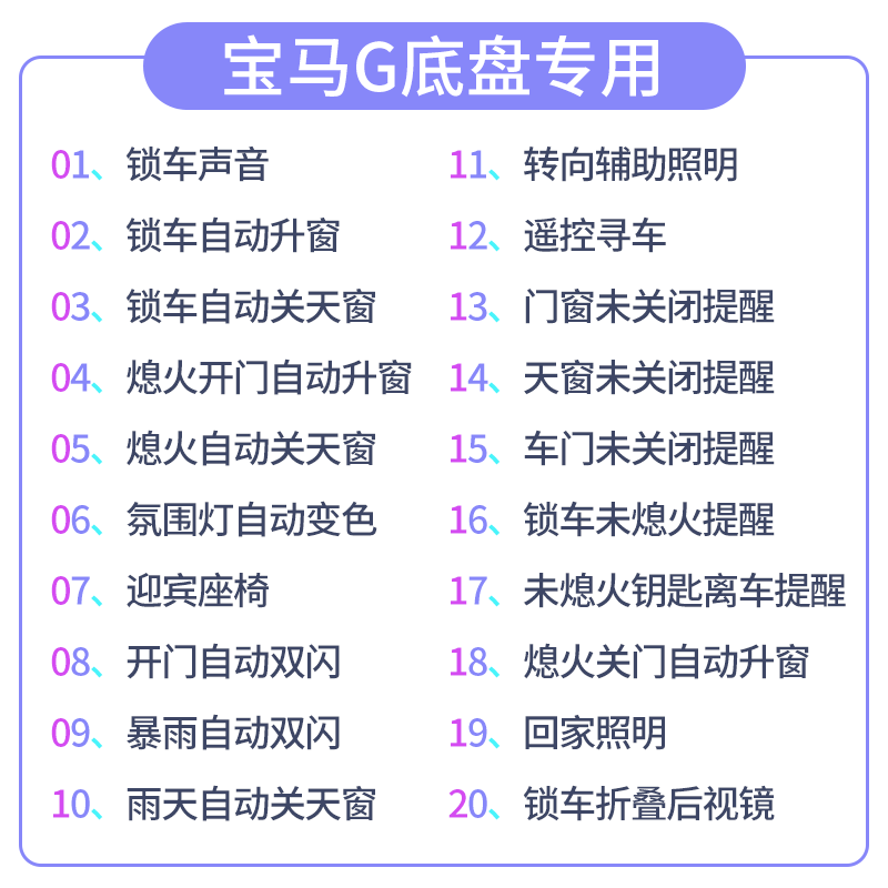 适用宝马舒适模块35系X3X5锁车自动升窗器提示声音氛围灯呼吸功能 - 图2