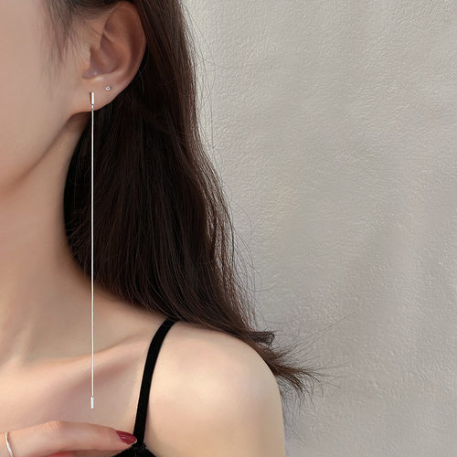 超长流苏耳线女新款潮长款耳环小众设计感高级大气显脸瘦耳线简约 - 图1