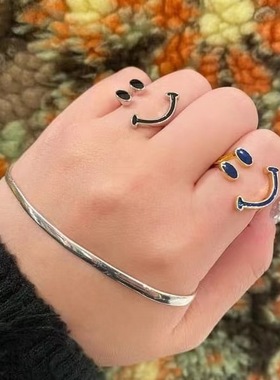 小众设计日本y2k笑脸戒指