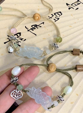 女亚克力未镶嵌民族风荷花手链