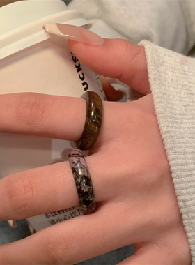 天然水晶石头戒指女ins博主同款小众个性简约百搭气质指环戒子