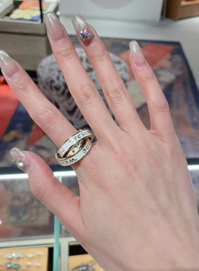 女款欧美三圈珐琅西太后戒指