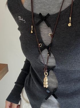 简约新百搭ins风好事花生豌豆项链经典高级感精致轻奢气质毛衣链