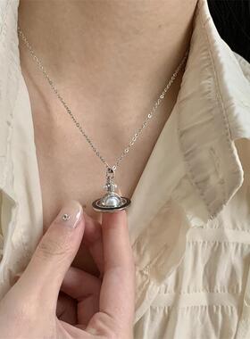 女生西太后紫粉土星复古珍珠项链