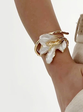 复古百合花瓣开口戒指宫廷风奢华小众气质首饰国风大气百搭饰品