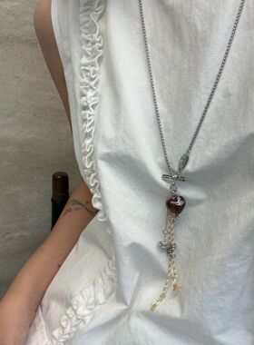 新款土星彩色登山绳编织钥匙扣爱心葡萄串个性长款项链毛衣链