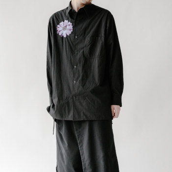 yohji Yohji Yamamoto Dark Style Margaret Dark wide embroidered ເສື້ອຍາວສໍາລັບຜູ້ຊາຍແລະແມ່ຍິງ