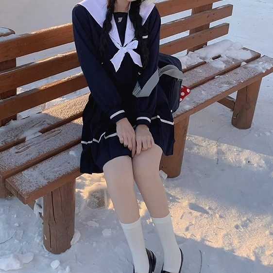 【月野HOUSE】*四云理中*JK圣母襟覆盖领绀身正统水手服冬服套装,淘宝优惠券,粉丝福利购,淘宝优惠卷