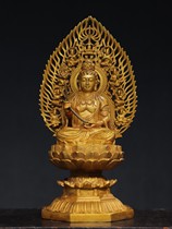 Hidden brass brass GOLD Western Sant Guanyin sitting backlit Mother Big Trend to Pendulum Home Accessories 28cm