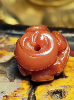 天然柿子红南红老红玛瑙镂空透雕圆珠散螭龙手链串隔珠配饰品