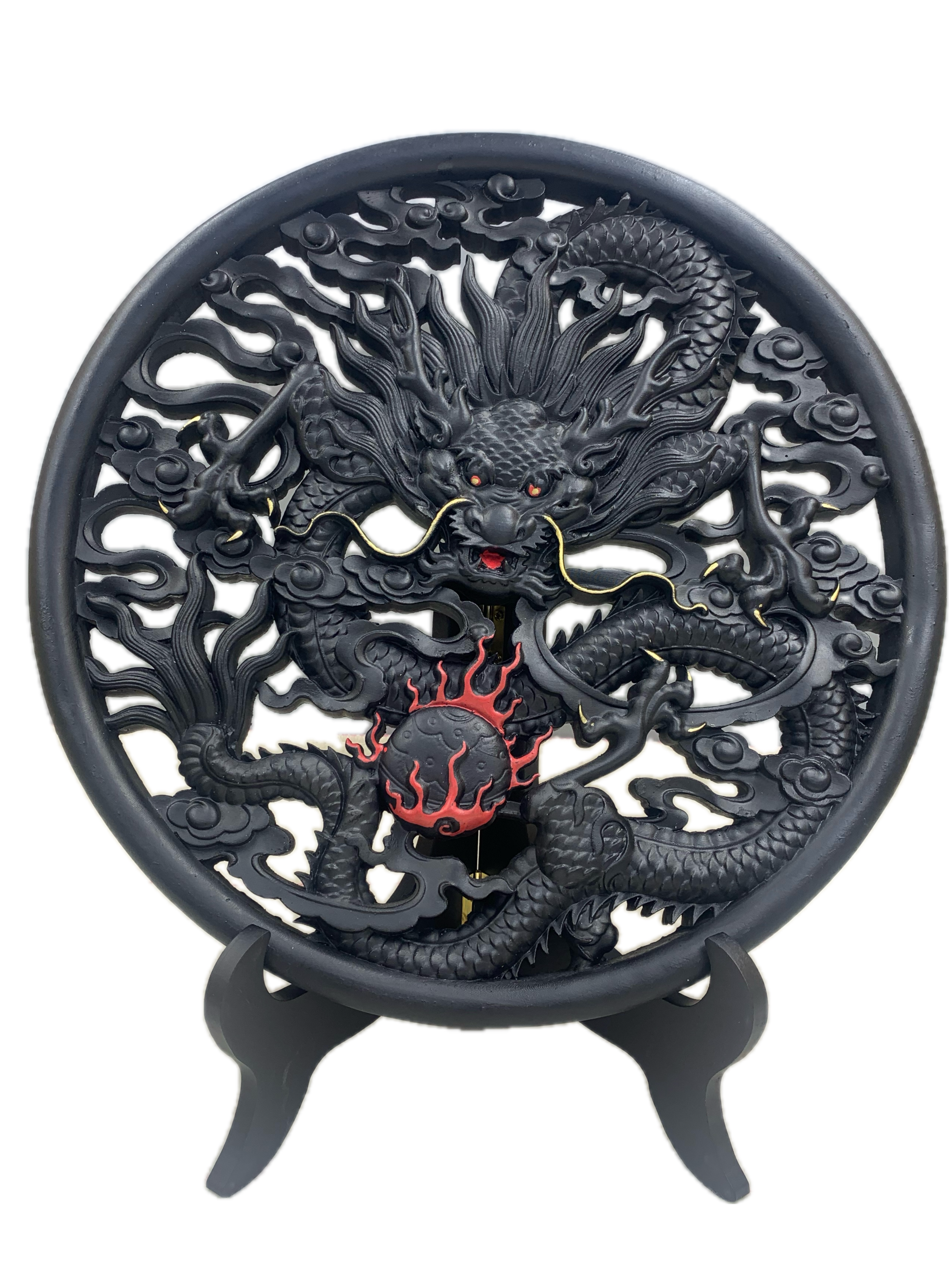 非遗手艺手工煤雕文创伴手礼品桃木镂空支架中华龙盘煤雕摆件中式,淘宝优惠券,粉丝福利购,淘宝优惠卷