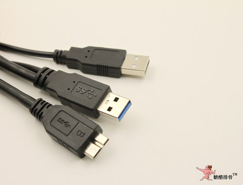 德国订单 USB3.0数据线 A公对MicroB Y 型 移动硬盘 3头加强供电 - 图0