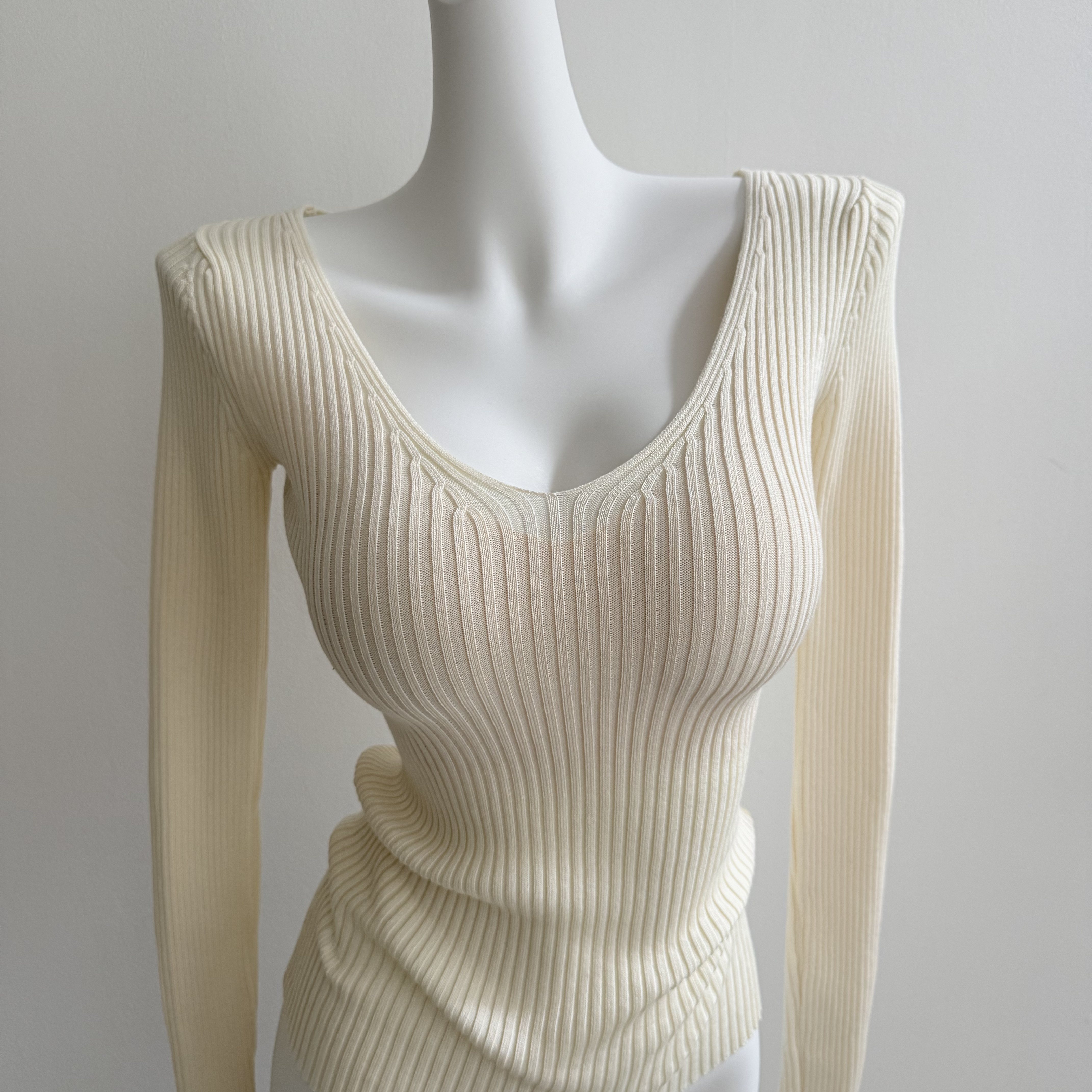 版型很好！推荐自留显瘦前后V领弹力坑条长袖T恤针织衫秋冬内搭女,淘宝优惠券,粉丝福利购,淘宝优惠卷