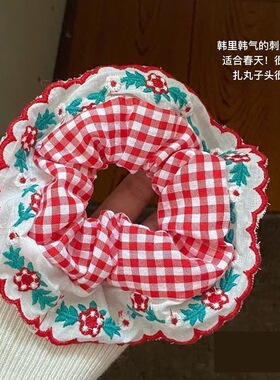 谭松韵同款发绳低马尾小碎花蕾丝花边发圈复古森系慵懒丸子头头花