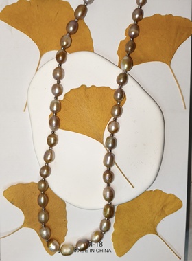 长生牛油果色巴洛克男士珍珠项链