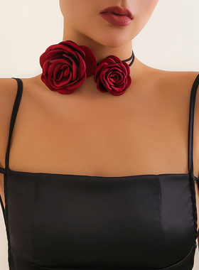 新款拉丁舞蹈摩登舞服脖子配饰系带花朵项链饰品国标舞蹈演出配饰