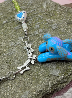 [自由小狗]项链原创可爱卡通项链蓝色小狗小众礼物夸张新款包邮