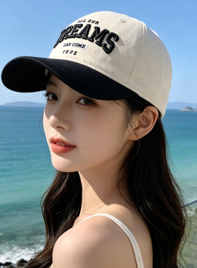 拼色字母帽子女款鸭舌帽显脸小个性时尚棒球帽男青年户外遮阳帽潮