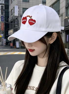 韩系新款刺绣鸭舌帽子女春秋百搭