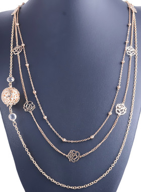 波西米亚风雕花精油扩香石锁骨链