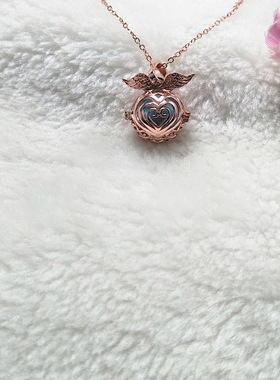 玫瑰金照片五角星雏菊天使项链