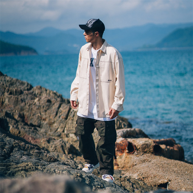 XPX 周柏豪 CONTRAST STITCHING LIGHT TONE SHIRT 休闲长袖衬衫 - 图2