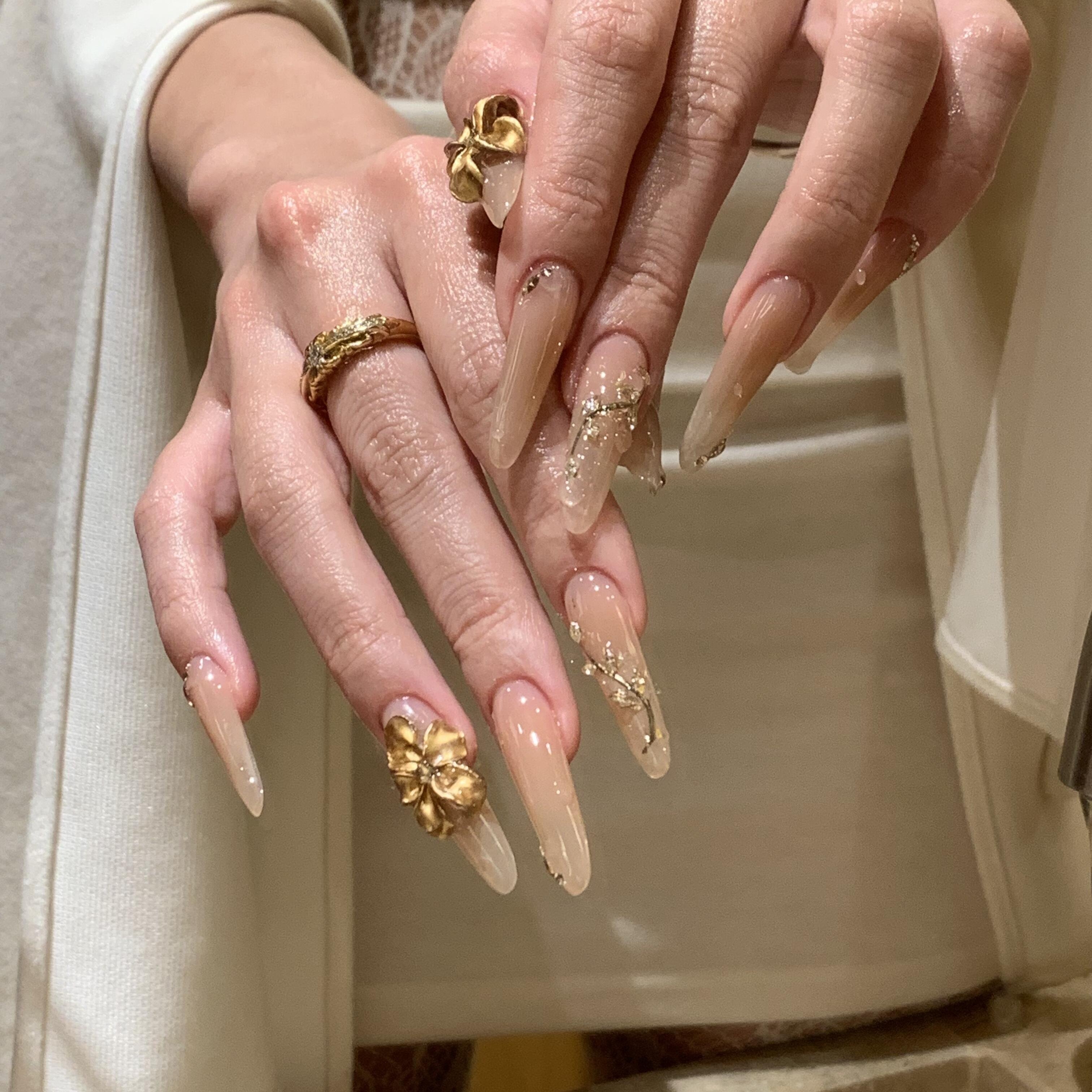 手工定制穿戴美甲长款新年战甲裸色秀禾金花婚甲新娘孕妇可拆卸甲,淘宝优惠券,粉丝福利购,淘宝优惠卷