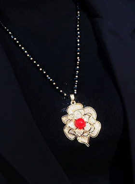 毛衣链子女长款项链时尚百搭挂链镶钻花朵珍珠配饰品百搭吊坠挂件