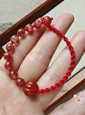 南瓜珠火焰红南红珠手链平安