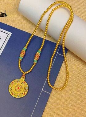 八宝金刚杵珐琅项链花丝罗盘同款金店福运罗盘毛衣吉祥吊坠链女