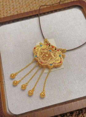 金店同款国风古法花丝镶嵌天子门生锁包吊坠项链龙凤呈祥毛衣链女