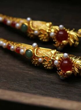 黄铜镀金-中式新娘宫廷指甲套古风护甲古装摄影汉服配饰