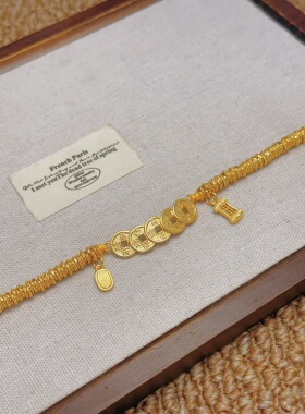 铜镀金五帝钱算盘手链女新款轻奢百搭气质小众设计盘缠手饰礼物