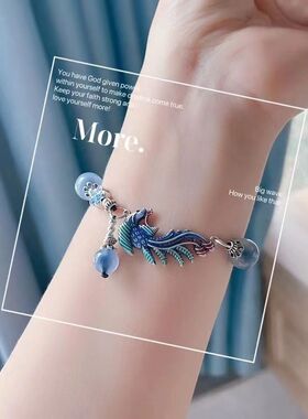 新款纯银珐琅彩如鱼得水凤凰于飞糖心手链复古中国风送女友生日礼
