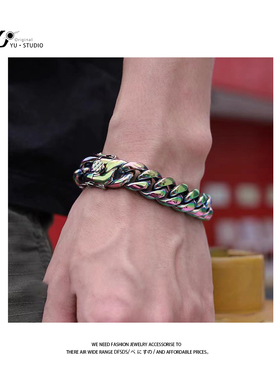 手链yu原创设计欧美嘻哈手工抛光